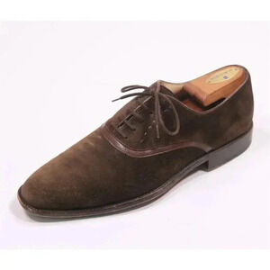 Gravati Brown Buck Suede Leather Plain Toe Oxford Dress Shoes US 8 M